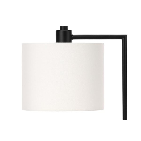 Lampe de table moderne 19 po avec port USB Monarch Specialties métal noir avec abat-jour en tissu ivoire