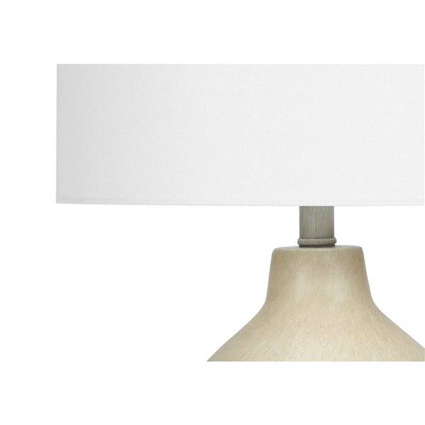 Lampe de table contemporaine 24 po Monarch Specialties béton beige avec abat-jour en tissu ivoire