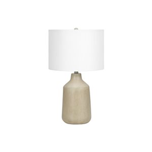 Lampe de table contemporaine 24 po Monarch Specialties béton beige avec abat-jour en tissu ivoire