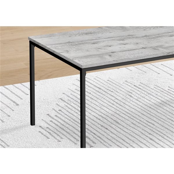 Monarch Specialties 3-Piece Grey Laminate Contemporary Coffee and End Table Set w/ Black Metal Frame