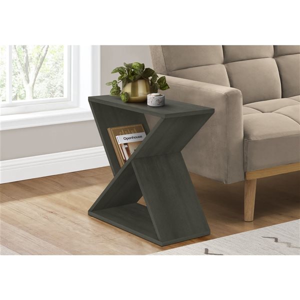 Monarch Specialties Dark Green Veneer Contemporary Narrow Living Room End Table