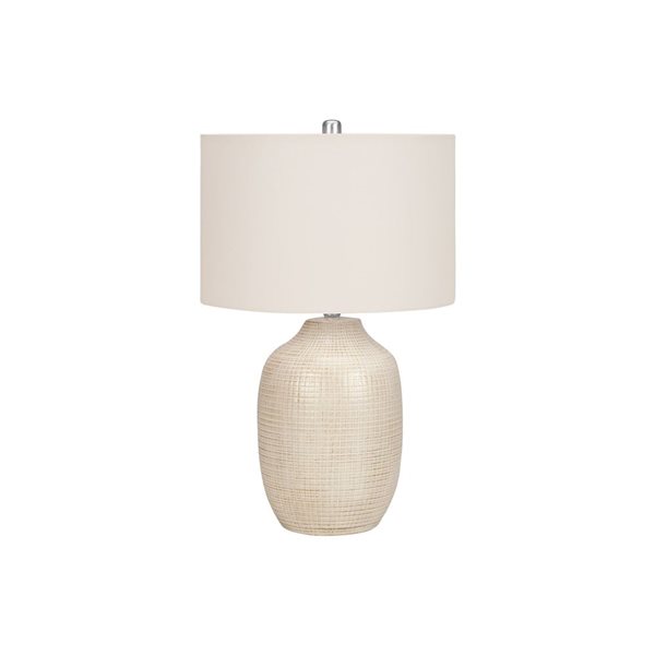 Monarch Specialties 26-in Ivory Fabric Shade and Cream Ceramic Contemporary Table Lamp