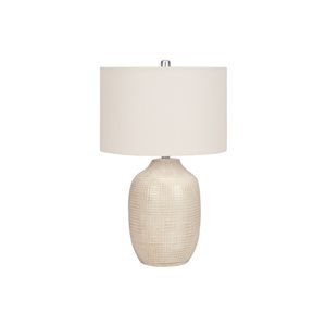 Monarch Specialties 26-in Ivory Fabric Shade and Cream Ceramic Contemporary Table Lamp