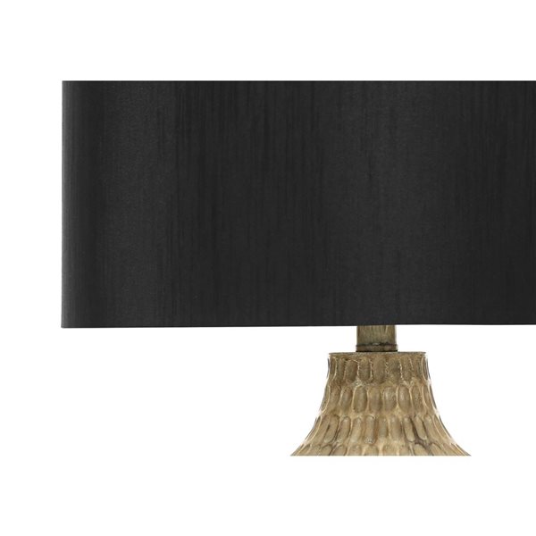 Monarch Specialties 25-in Black Fabric Shade and Brown Resin Contemporary Table Lamp