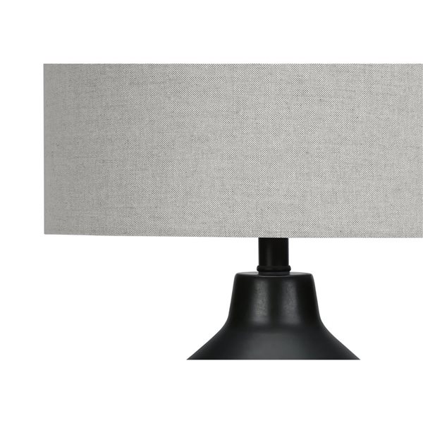 Monarch Specialties 24-in Gray Fabric Shade and Black Concrete Contemporary Table Lamp