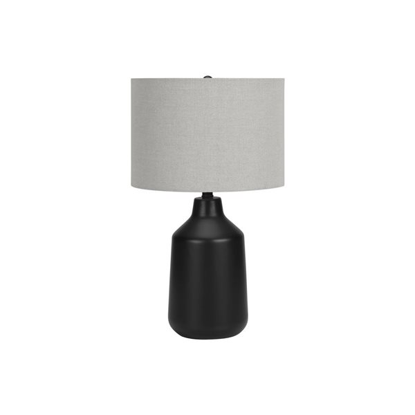 Lampe de table contemporaine 24 po Monarch Specialties béton noir avec abat-jour en tissu gris