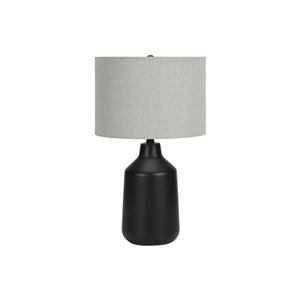 Lampe de table contemporaine 24 po Monarch Specialties béton noir avec abat-jour en tissu gris