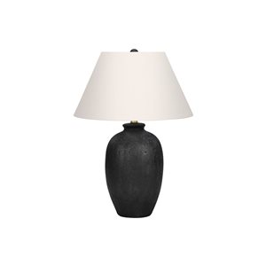 Monarch Specialties 24-in Ivory Fabric Shade and Black Ceramic Modern Table Lamp