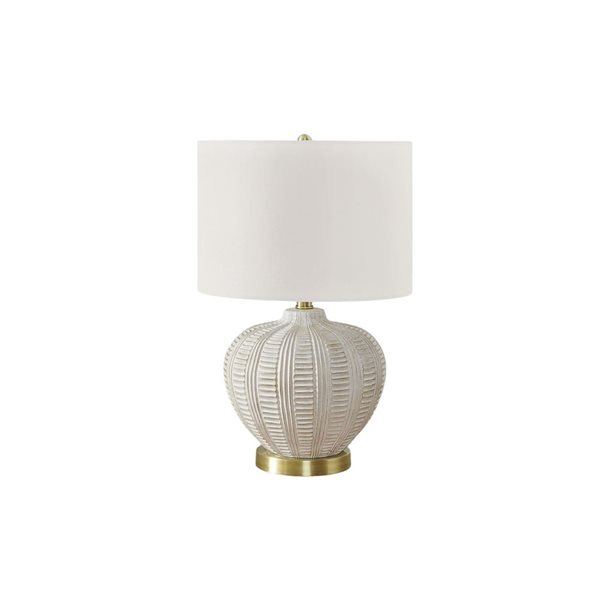 Monarch Specialties 21-in Ivory Fabric Shade Table Lamp, Ivory / Cream Shade, Cream Resin, Transitional