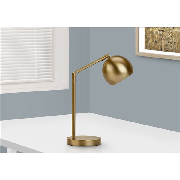 Monarch Specialties 19-in Gold Metal Contemporary Table Lamp