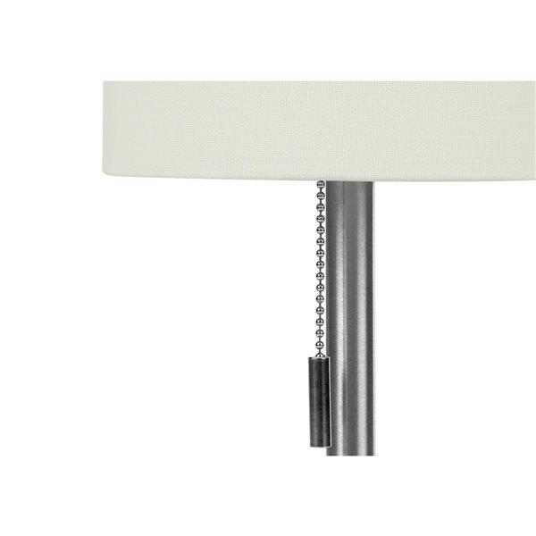 Ensemble de 2 lampes de table avec port USB 17 po Monarch Specialties base en métal nickelé avec abat-jour en tissu ivoire