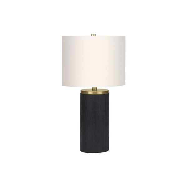 Monarch Specialties 24-in Cream Fabric Shade and Black Concrete Modern Table Lamp