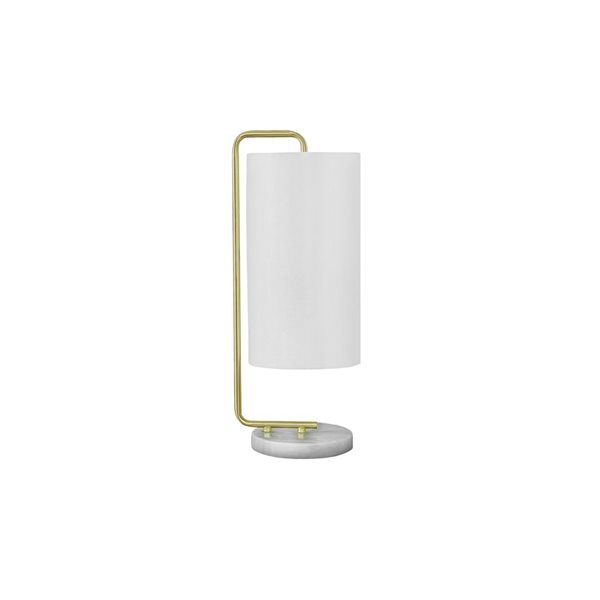 Lampe de table contemporain 20 po Monarch Specialties marbre blanc avec abat-jour en tissu ivoire