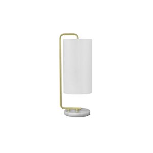 Lampe de table contemporain 20 po Monarch Specialties marbre blanc avec abat-jour en tissu ivoire