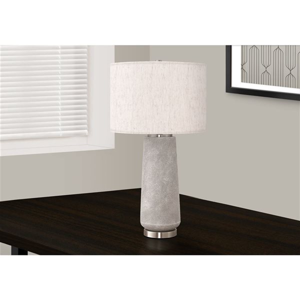 Monarch Specialties 29-in Ivory Fabric Shade and Gray Resin Modern Table Lamp