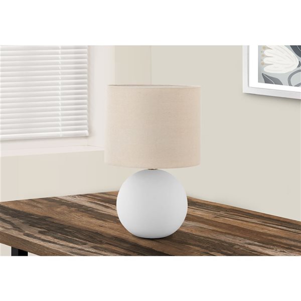 Monarch Specialties 16-in Cream Drum Shade and Ceramic Contemporary Table Lamp