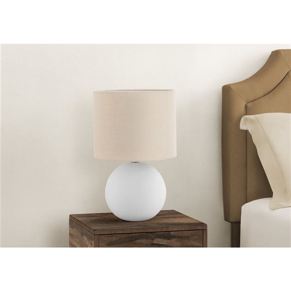 Monarch Specialties 16-in Cream Drum Shade and Ceramic Contemporary Table Lamp