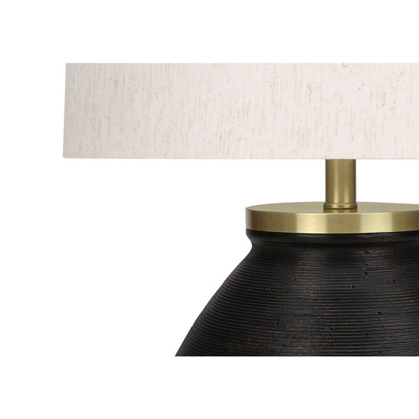 Monarch Specialties 25-in Ivory Fabric Shade and Black Concrete Contemporary Table Lamp