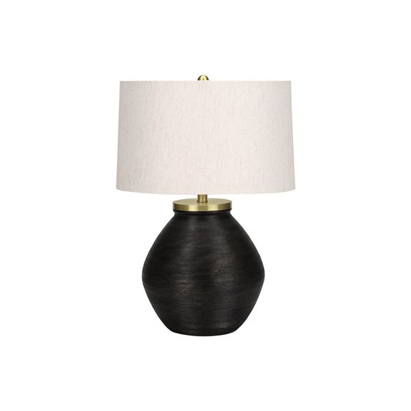 Monarch Specialties 25-in Ivory Fabric Shade and Black Concrete Contemporary Table Lamp