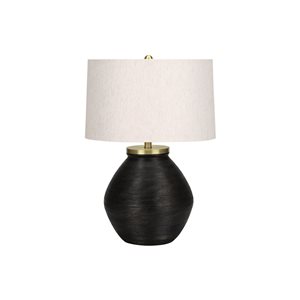 Monarch Specialties 25-in Ivory Fabric Shade and Black Concrete Contemporary Table Lamp