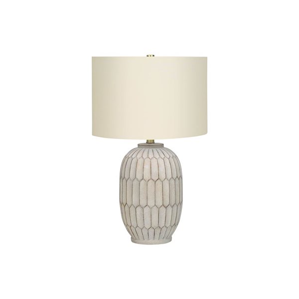 Monarch Specialties 24-in Ivory Fabric Shade and Cream Resin Transitional Table Lamp