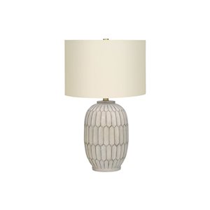 Monarch Specialties 24-in Ivory Fabric Shade and Cream Resin Transitional Table Lamp