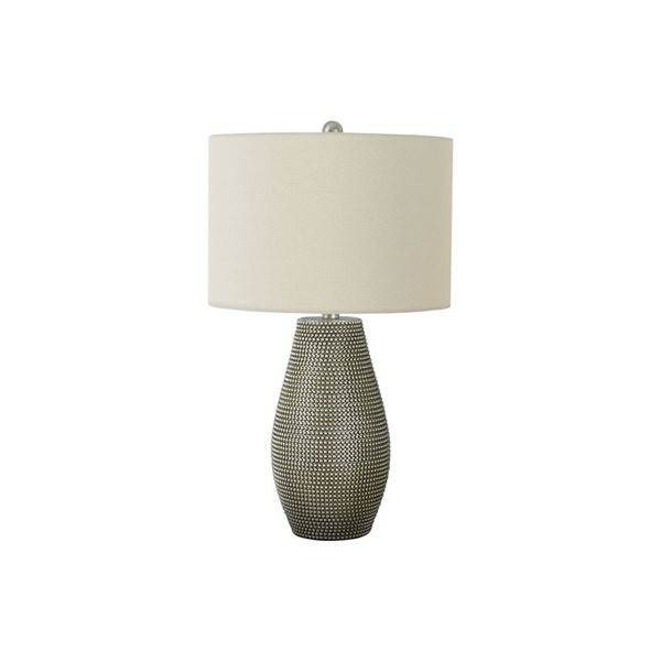 Monarch Specialties 24-in Ivory Fabric Shade and Grey Resin Base Contemporary Table Lamp