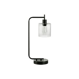 Lampe de table de 20 po avec port USB Monarch Specialties métal noir avec abat-jour en verre