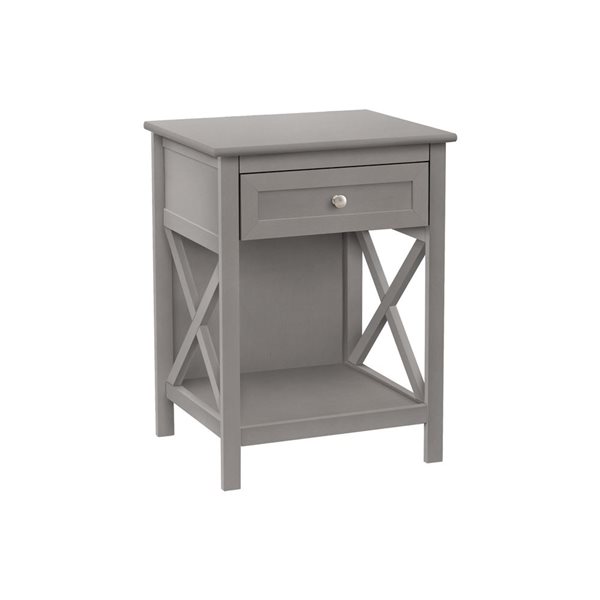 Monarch Specialties 2-Tier Antique Gray Veneer Transitional End Table w/ Drawer