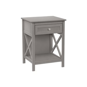 Monarch Specialties 2-Tier Antique Gray Veneer Transitional End Table w/ Drawer