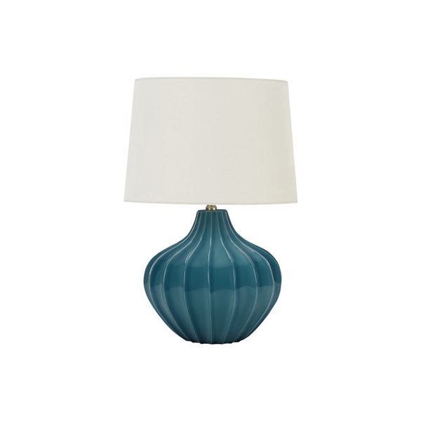 Monarch Specialties 24-in Table Lamp, Blue Ceramic, Ivory / Cream Shade, Transitional