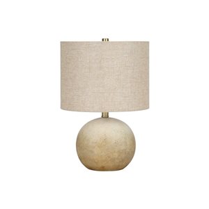 Monarch Specialties 20-in Beige Fabric Shade and Concrete Contemporary Table Lamp