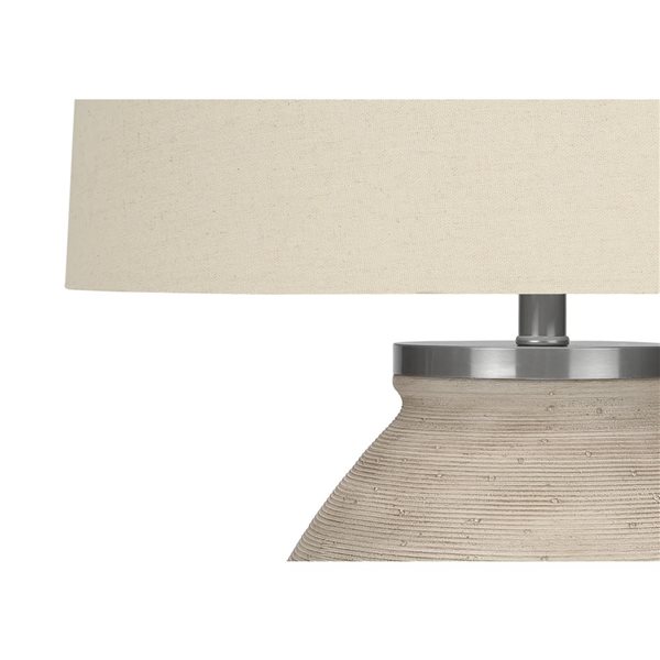 Lampe de table contemporaine 25 po Monarch Specialties résine crème avec abat-jour en tissu beige