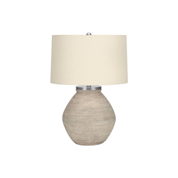 Monarch Specialties 25-in Beige Fabric Shade and Cream Concrete Contemporary Table Lamp