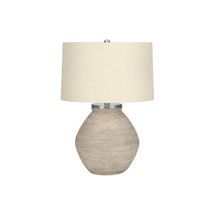 Lampe de table contemporaine 25 po Monarch Specialties résine crème avec abat-jour en tissu beige