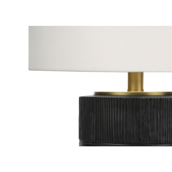 Monarch Specialties 24-in Ivory Fabric Shade and Black Resin Base Contemporary Table Lamp