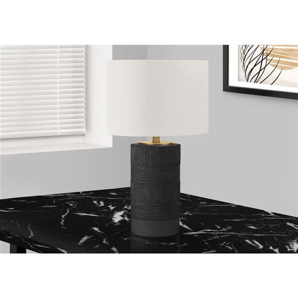 Monarch Specialties 24-in Ivory Fabric Shade and Black Resin Base Contemporary Table Lamp