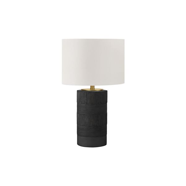 Monarch Specialties 24-in Ivory Fabric Shade and Black Resin Base Contemporary Table Lamp