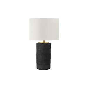 Monarch Specialties 24-in Ivory Fabric Shade and Black Resin Base Contemporary Table Lamp