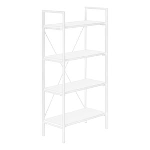 Monarch Specialties 48-in 4-Tier White Laminate Contemporary Bookshelf w/ White Metal Frame