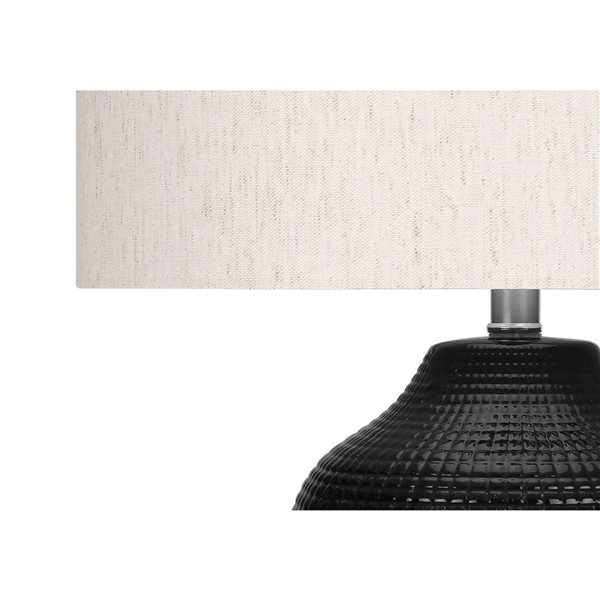 Monarch Specialties 26-in Ivory Fabric Shade and Black Ceramic Contemporary Table Lamp