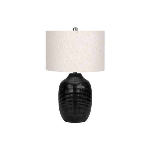 Monarch Specialties 26-in Ivory Fabric Shade and Black Ceramic Contemporary Table Lamp