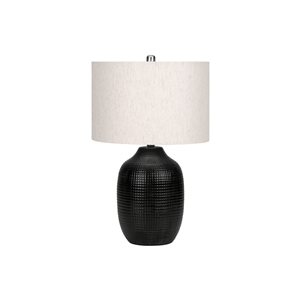 Monarch Specialties 26-in Ivory Fabric Shade and Black Ceramic Contemporary Table Lamp