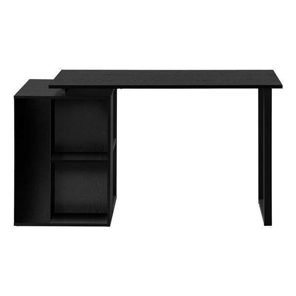 Bureau d'ordinateur contemporain 55 po Monarch Specialties en stratifié noir avec tablettes de rangement