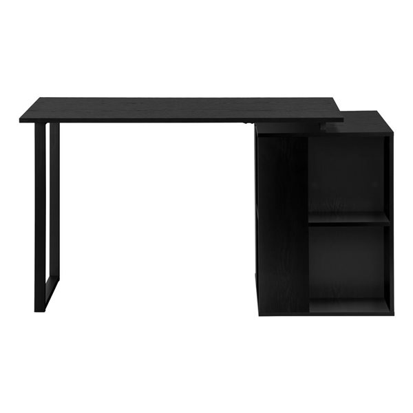 Bureau d'ordinateur contemporain 55 po Monarch Specialties en stratifié noir avec tablettes de rangement