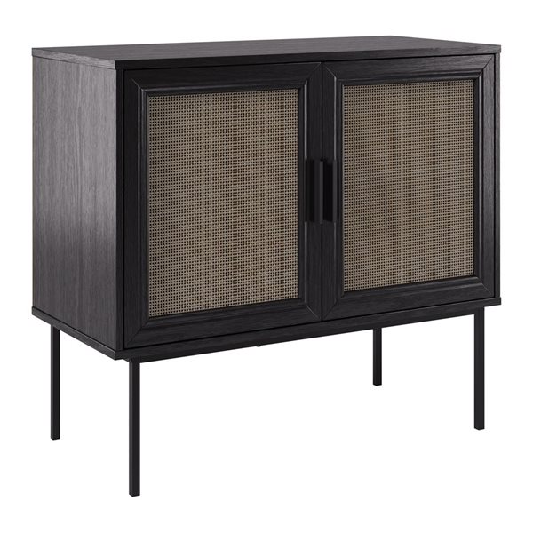 Buffet compact en similibois noir Emmett de CorLiving 31,5 x 19,25 po avec portes en treillis