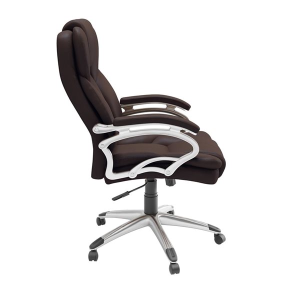 CorLiving Leon Espresso Brown Faux Leather Executive Office Chair