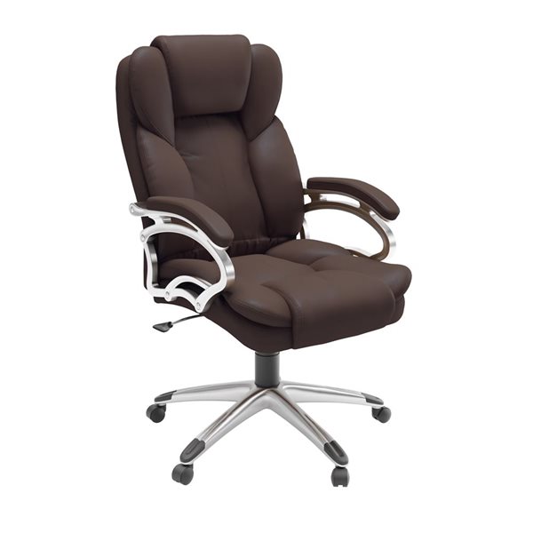 CorLiving Leon Espresso Brown Faux Leather Executive Office Chair