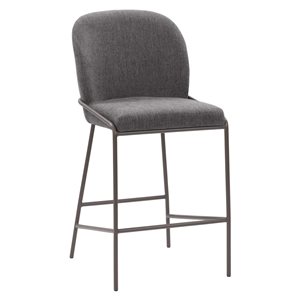Tabouret de bar 26 po Blakeley de CorLiving à siège rembourré gris et pattes en métal