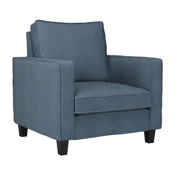 CorLiving Georgia Blue Linen-Like Fabric Upholstered Contemporary Accent Chair